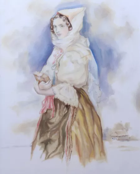 Veronika Benešová – kopie obrazu Josefa Kriehubera Princezna Marie Franzizska von Liechtenstein v kroji - ze sbírky Liechtenstein collections
