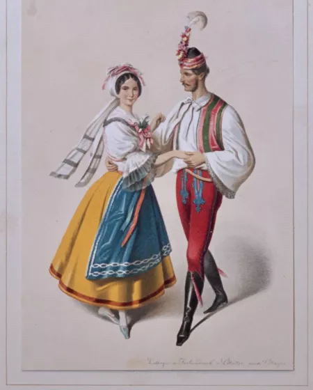 Marie princezna z Lichtenštejna a její manžel Rudolf Hrabě Kinský na vídeňském plese v kroji z Podluží