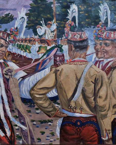 Signováno Václav – Kopie obrazu Antoše Frolky Hody v Lanžhotě